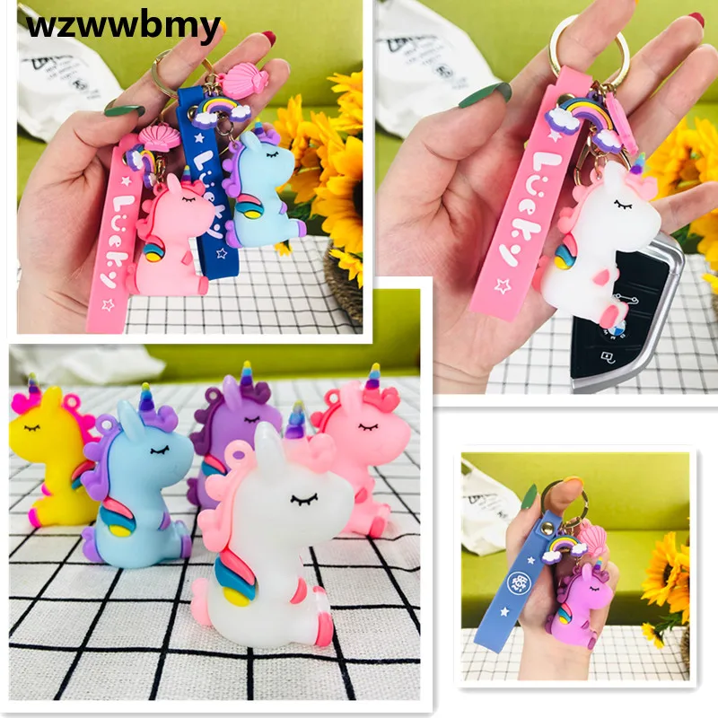 

Korean Version Of Cute Animal Unicorn Key Ring Silica Gel Pony Children Toy Backpack Pendant