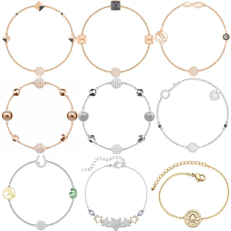 

Высокое качество Swa оригинальный Кристалл пузырь градиент Маленький кирпич элегантный жемчуг невидимая магнитная пряжка браслет ювелирны...