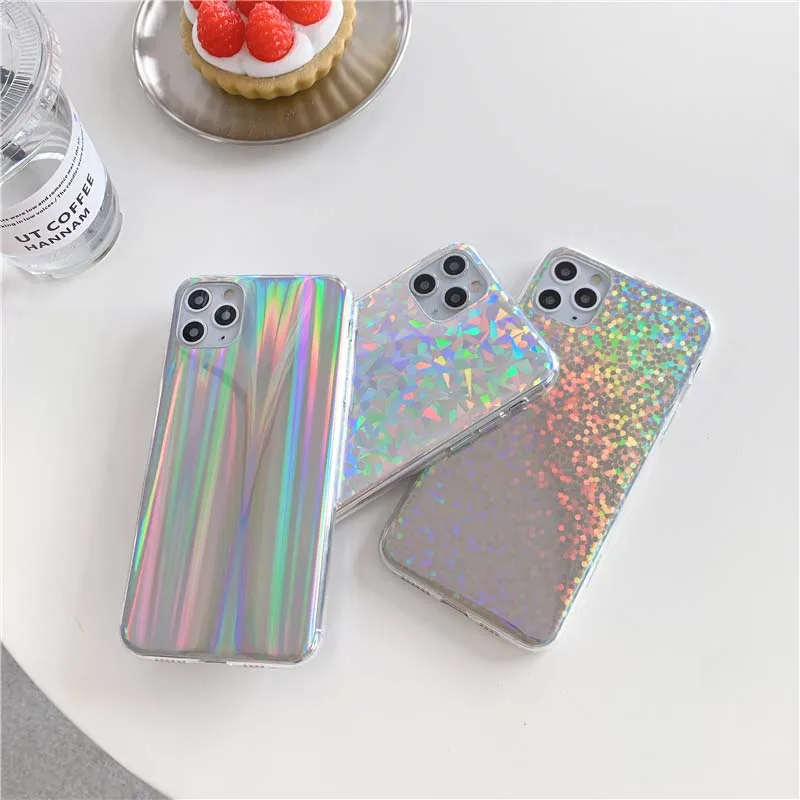 GlamPhoneCase Laser 3 Colors Phone Case For iPhoneSE 2 11Pro/Max X XS Max XR Soft Silicone Cover iPhone11 7 8Plus | Мобильные