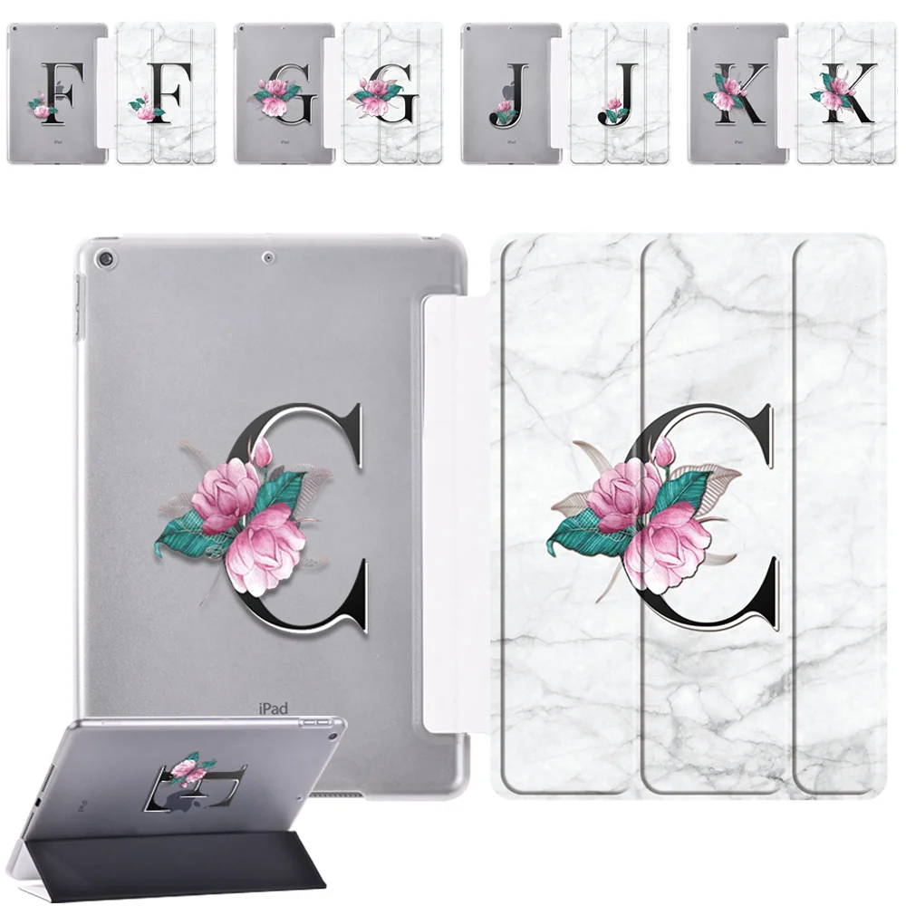 

For Apple IPad 8th 7th Gen 10.2" Three Fold Cover Case for IPad 5th 6th Gen 9.7/Mini 1 2 3 4 5 Letter Series Folding Tablet Case