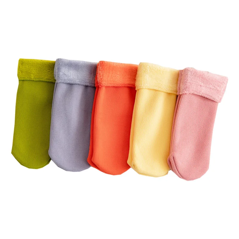 

Children's Snow Socks Color Pure Cotton Autumn and Winter Warmth, Big Children's Stockings, Bold Baby Snow Socks 5 Pairs