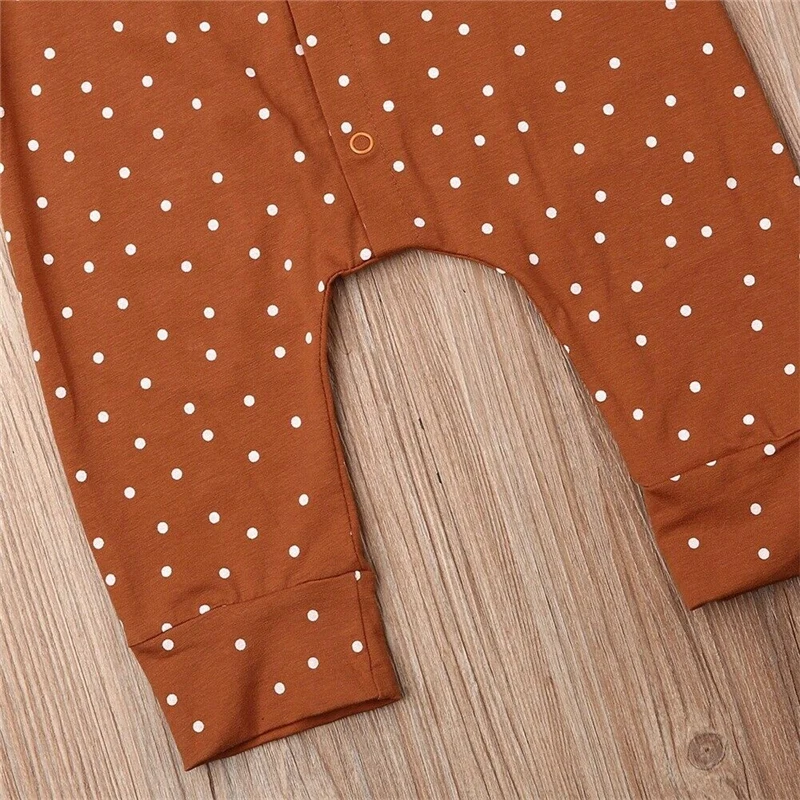 

Baby Rompers Girl One Piece Polka Dot Ruffle Long Sleeve Jumpsuit Cotton Toddler Clothing Infant Rompers Kids Jumpsuits