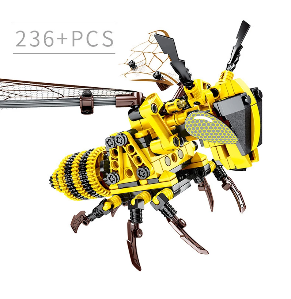 236 + шт SEMBO имитация насекомое с красной стрекозой строительный блок возможностью