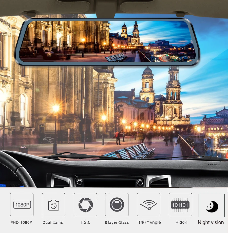 Anfilite 10 дюймов 4G Android зеркало заднего вида DVR 1080P камера памяти GPS навигация ADAS ночного видения двойной объектив Автомобильный видеорегистратор