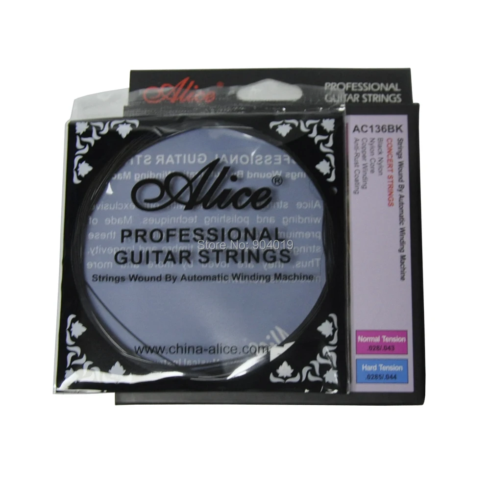 5Sets Alice Classical Guitar Concert Strings Hard Tension Black Nylon Copper Winding Anti-Rust Coating AC136BKH