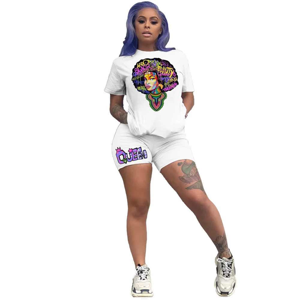 

Women Tracksuits Two Piece Pants Fashion Character Letter Printing Sports Casual Shorts Two Piece Sets Outfits