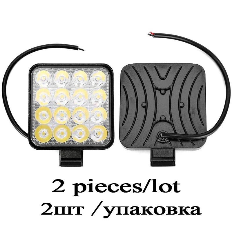 

SXCLG 2PCS 48W Square Mini LED Car Work Light Fog Lamps With Strobe Flash Warning Light 12V 24V 6000K For ATV Truck 4X4 Off Road