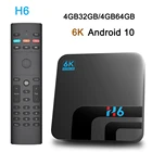 Приставка Смарт-ТВ H6 на Android 10, 4 + 64 ГБ, 6K, 2,4 ГГц и 5 ГГц