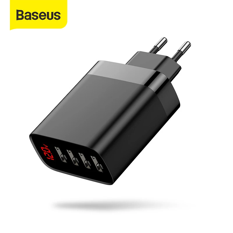Адаптер питания Baseus с 4 USB портами 5В/6А 30 Вт черный/белый|Зарядные устройства для