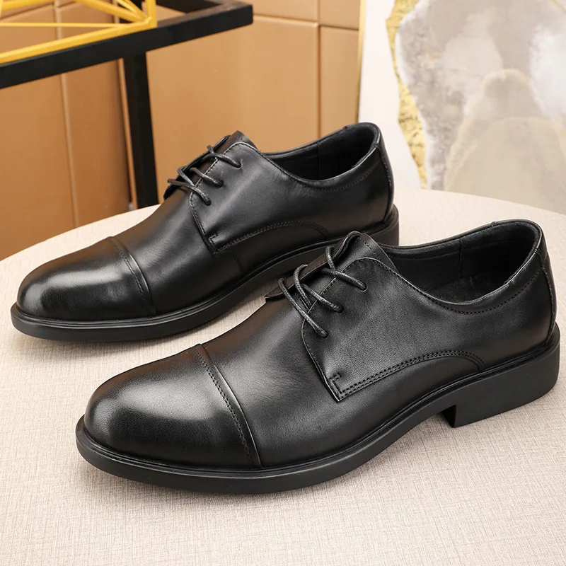 All-match Dress Shoes Genuine Leather Cowhide Boots Men Luxury Brand Shoes  Autumn Winter British Retro Men Shoes High Quality