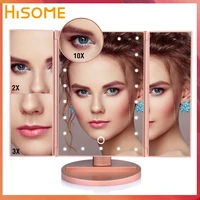 vanity mirror touch screen 22 led lights makeup mirror 3 folding 1x2x3x10x magnifying table cosmetic mirrors led desktop gift