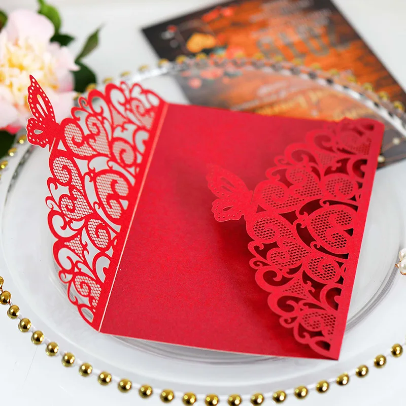 100 шт. свадебные пригласительные открытки лазерной резки элегантные кружевные