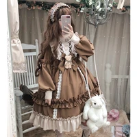 lolita dress japanese cute soft girl student ruffle dress retro victorian full sleeve kawaii princess spring autumn dress women