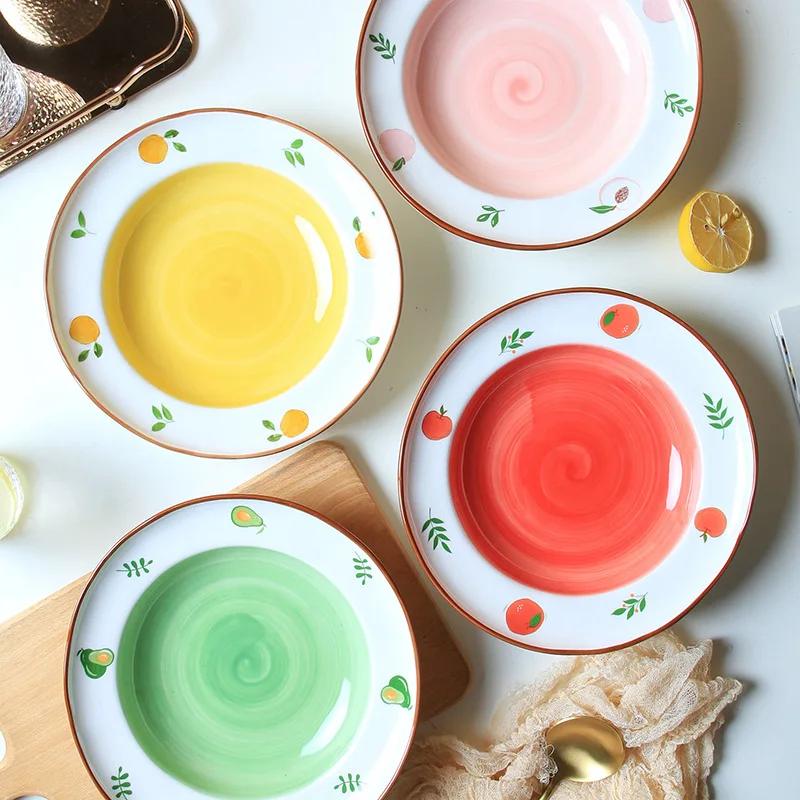 

Обеденные тарелки для еды, керамические тарелки, посуда, тарелка, керамическая посуда, керамическая десертная тарелка, тарелка для еды в западном стиле, тарелка Kawaii
