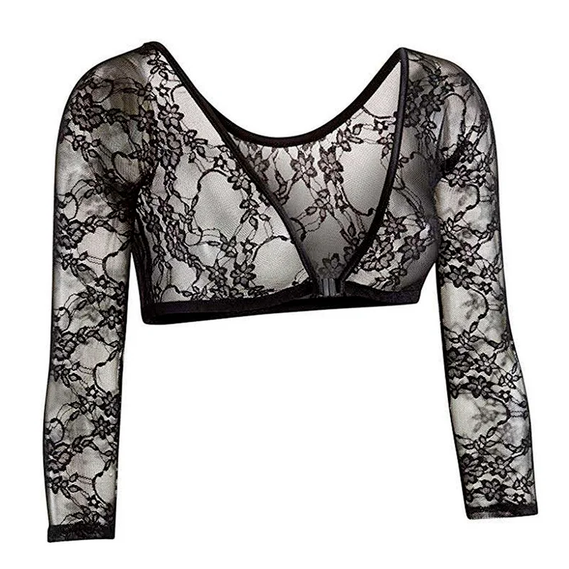 

2021 New Women Lace Vest Sheer Mesh Seamless Arm Shaper Slimming Short Cropped Top V-Neck Hollow CardiganAcces Plus Size S-3XL