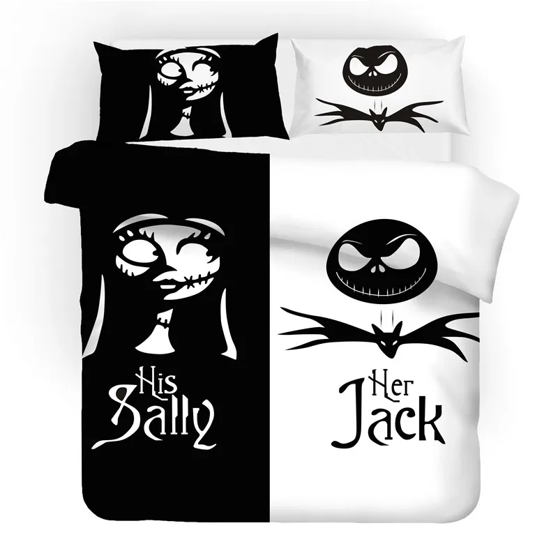 Комплекты постельного белья King size черно-белые парные пододеяльники с наволочкой