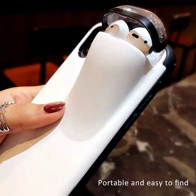 2 в 1: чехол для телефона с Беспроводной наушники IPhone 11 Pro Max Xs XR 8 7 Plus силиконовый