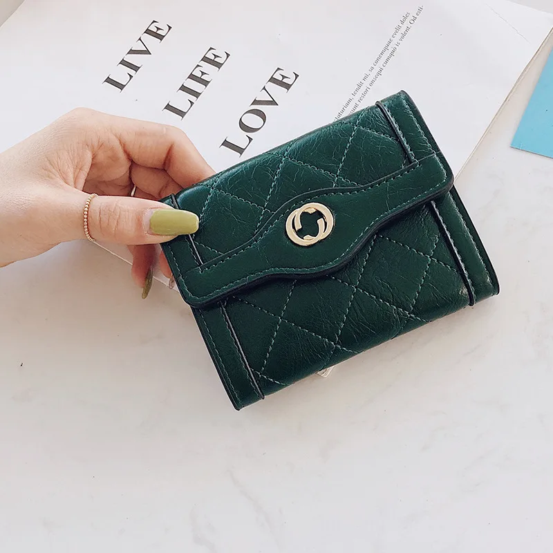Dark green Женские кошельки, Маленький модный брендовый кожаный кошелек для женщин, женская сумка для карт, женский клатч, Женский кошелек, кошелек с зажимом для денег - Цвет: Dark green