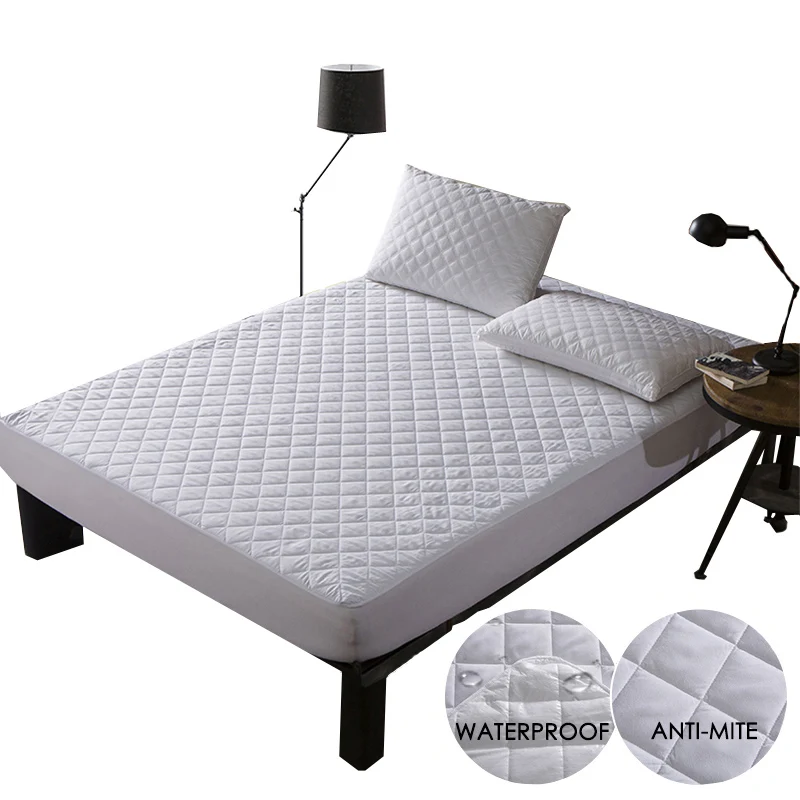 Водонепроницаемый защитный чехол для матраса стеганая/гладкая кровати белая