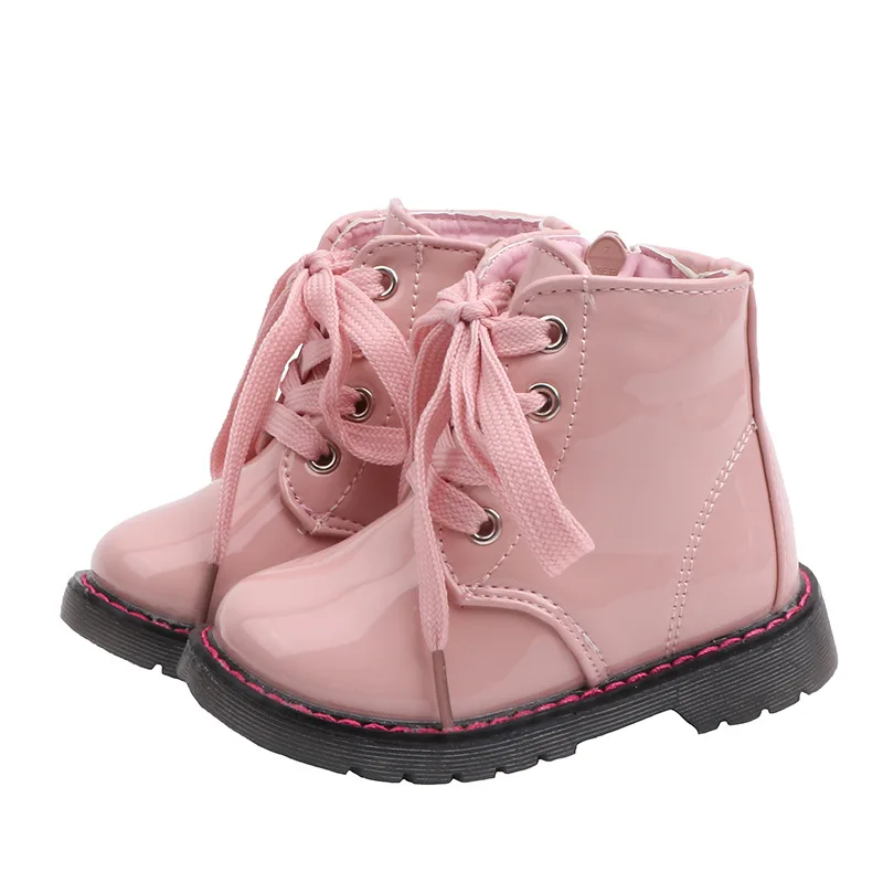 JUSTSL Autumn Winter Children's Martin Boots Girls Boys Short Boots Baby Kids Plus Velvet Waterproof Cotton Shoes