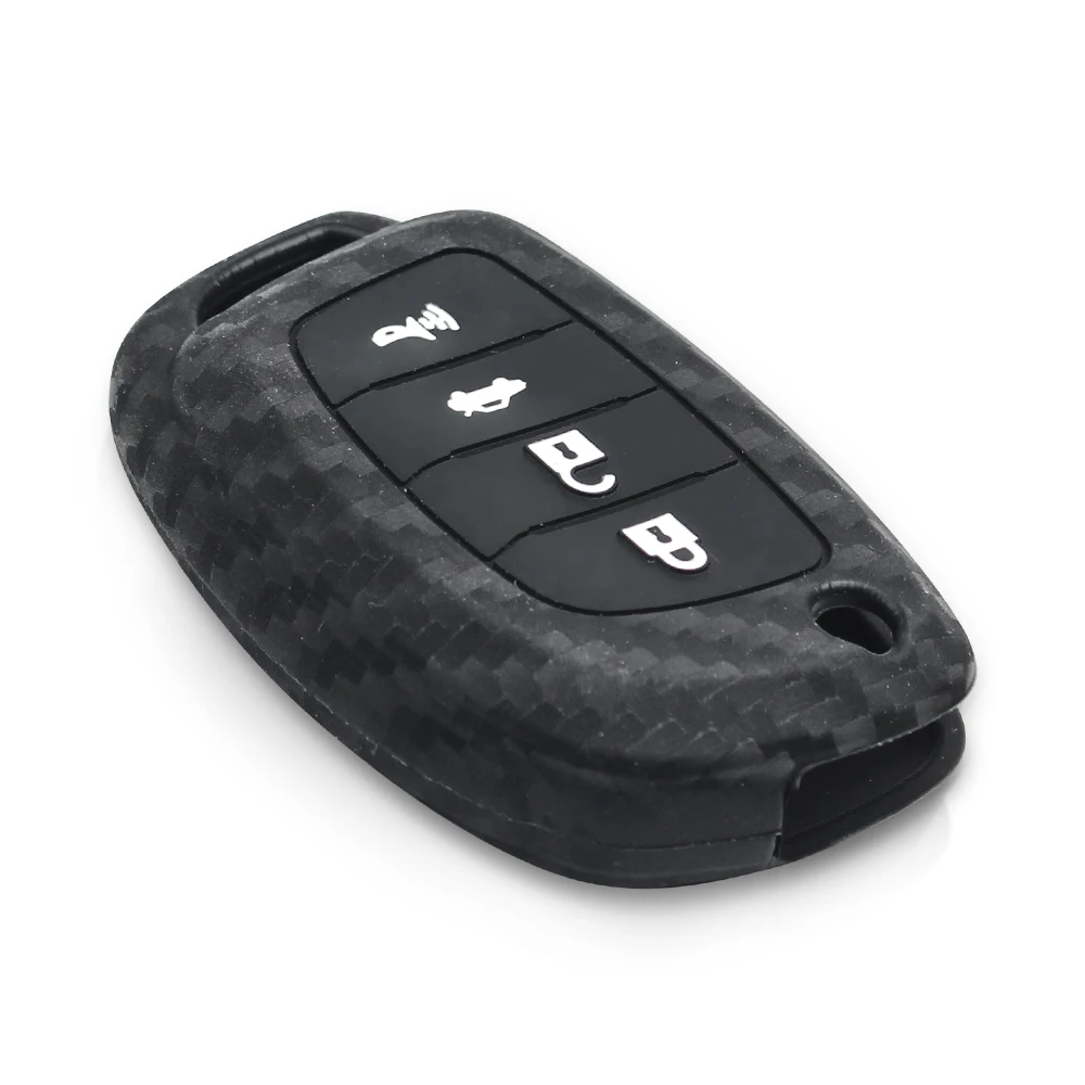 KEYYOU 3/4 кнопки для Hyundai Creta Tucson Санта Elantra Sonata i20 i30 i40 i25 ix35 углерода силиконовый чехол