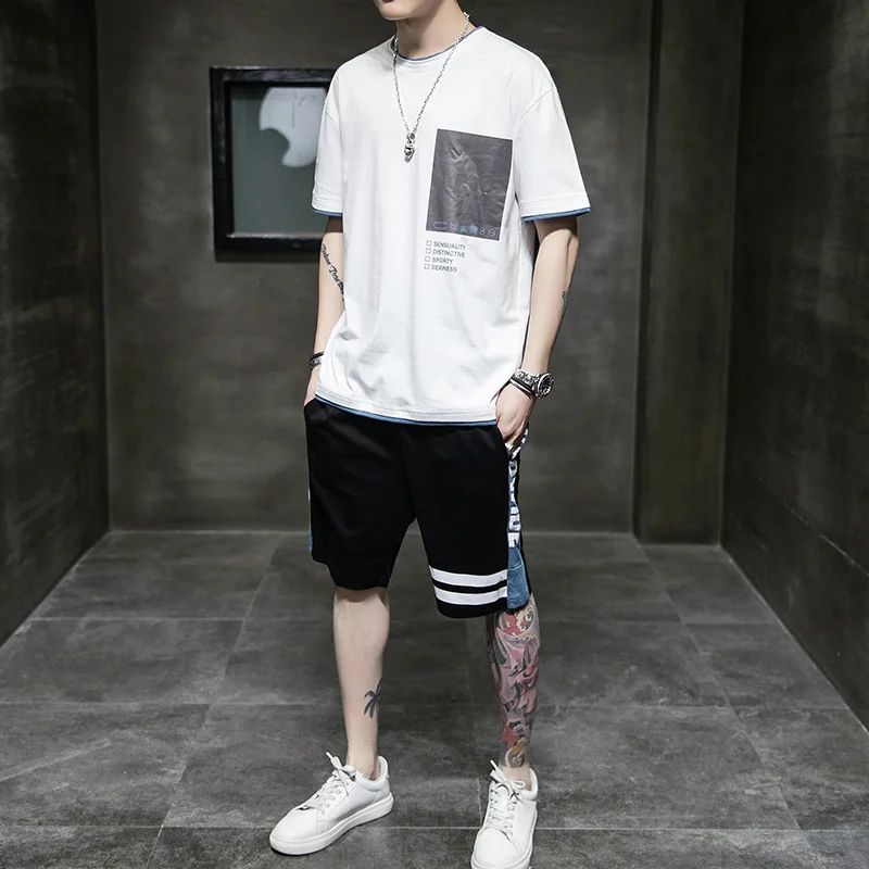 Новинка 2020 модный мужской спортивный костюм топы рубашки и шорты Униформа