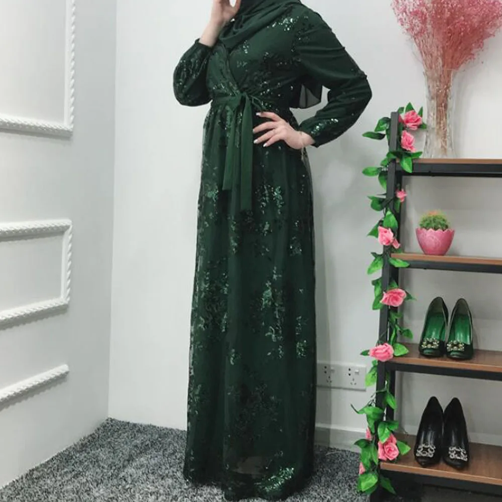 

Black Lace Muslim Dress Women Long Sleeve Caftan Dubai Abaya Maxi Dresses Islamic Clothing Floral Lace Kaftan Dress Robe Longue