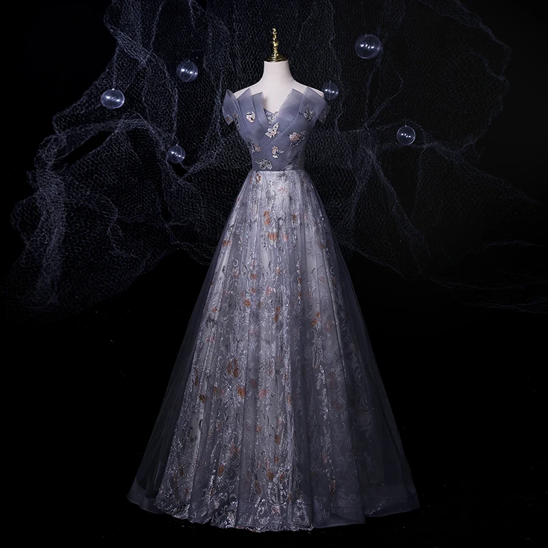 Вечернее элегантное платье с аппликацией Одежда короткими рукавами Платье