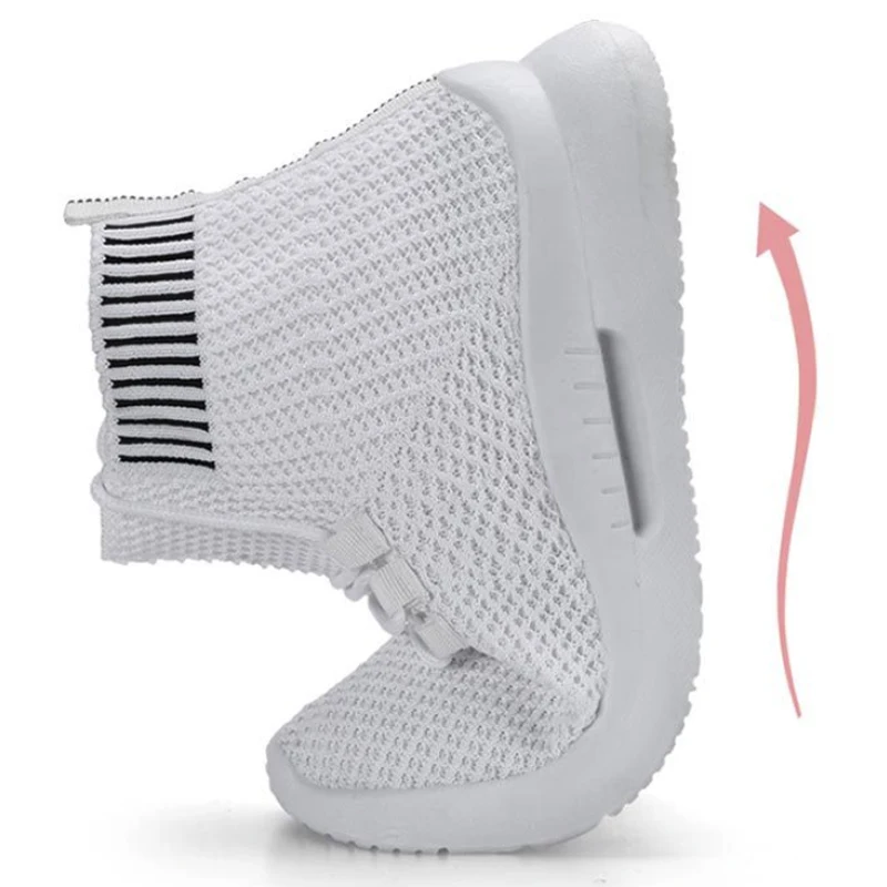 Женская Повседневная обувь Носки на плоской платформе Высокие кроссовки Дышащие