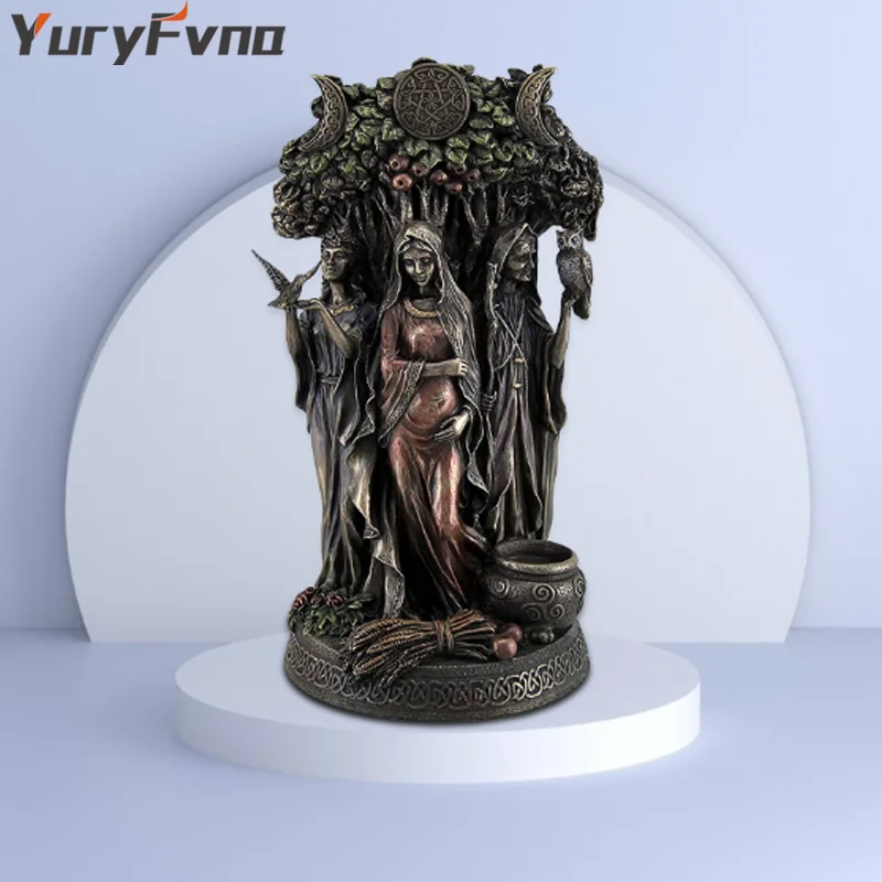 YuryFvna-estatua de resina, figura de escultura de resina de 16cm, religi&oacute;n de Grecia, diosa Triple celta, madre Maiden y the Crone-0