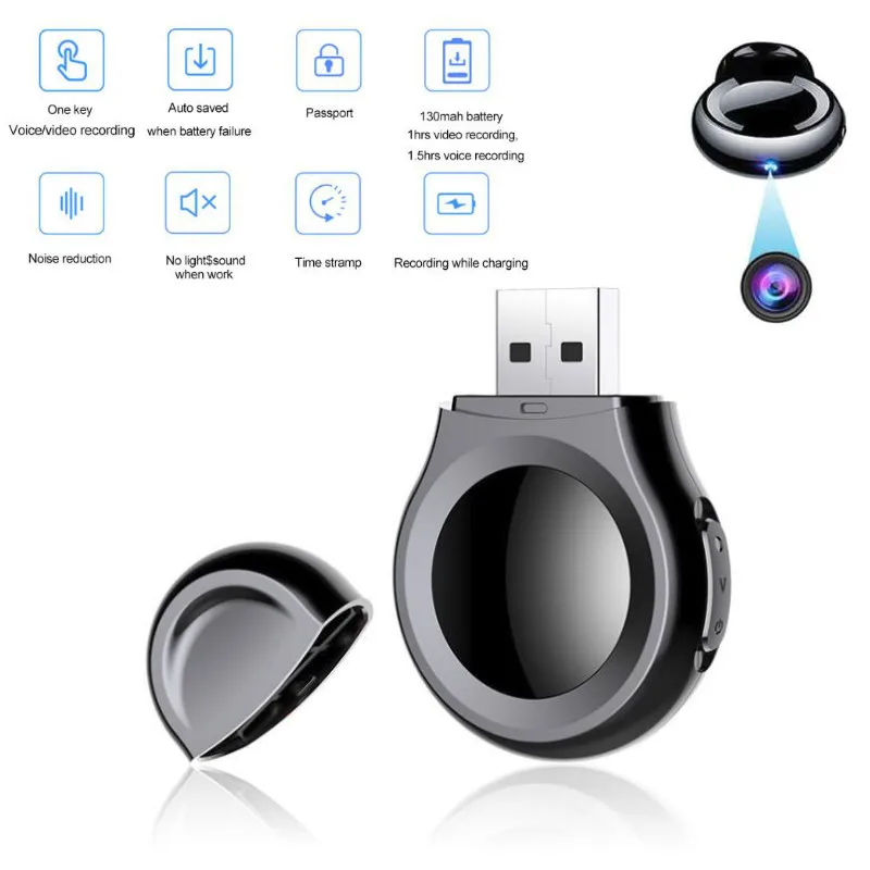 

New USB U disk Portable mini compact 12MP Camcorders HD 1080P Camera Voice Video Recorder loop recording