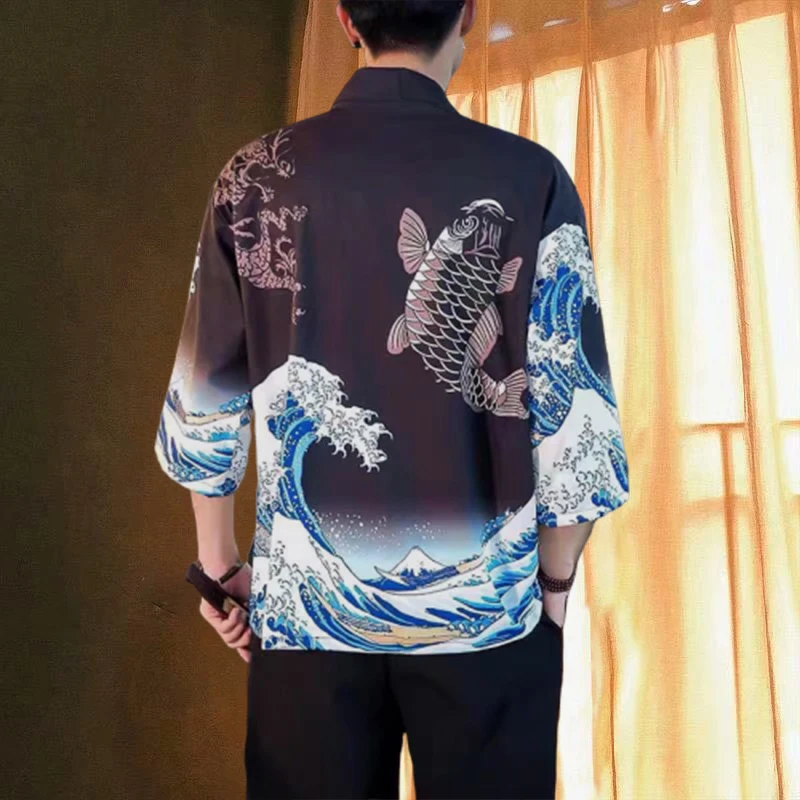 Кимоно унисекс в японском стиле юката верхняя одежда аниме косплей костюм