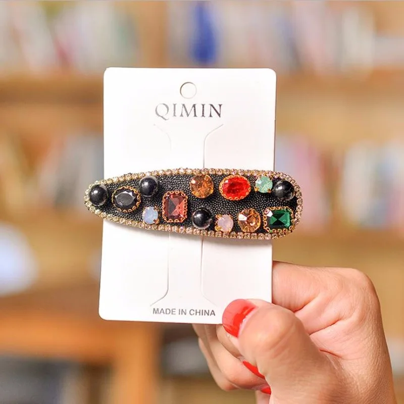 Retro Korea Shiny Crystal Hairpins Women Geometric Waterdrop Colorful Rhinestones Girls Hair Accessories New Arrivals DropShiper |