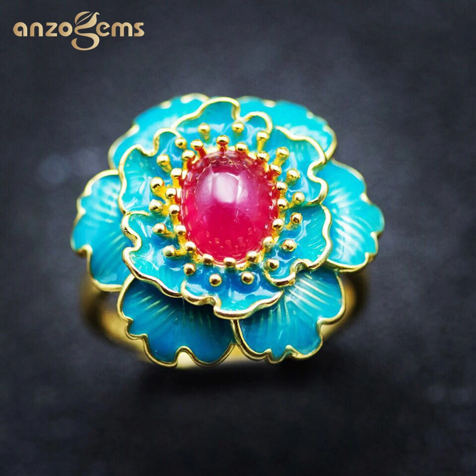 Женское кольцо из серебра 925 пробы с натуральным Рубином 2020 карата | Украшения и