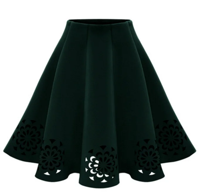 

Zoulv 2021 Women Casual Vintage Elegant Skirt New Spring Autumn Fashion Womens Solid Burning Flowers Hollow Out Tutu Skirts