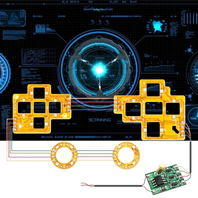 

Multi-colors Modification LED Modes Light Board With Rocker Cap Cross Key ABXY For PS4 Wireless Controller Game Accessories