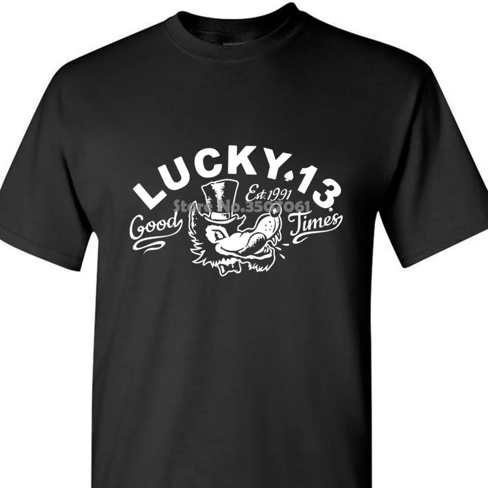 

Lucky 13 Black Mr. Wolf T shirt 100% Cotton T Shirts Brand Clothing Tops Tees coat clothes tops