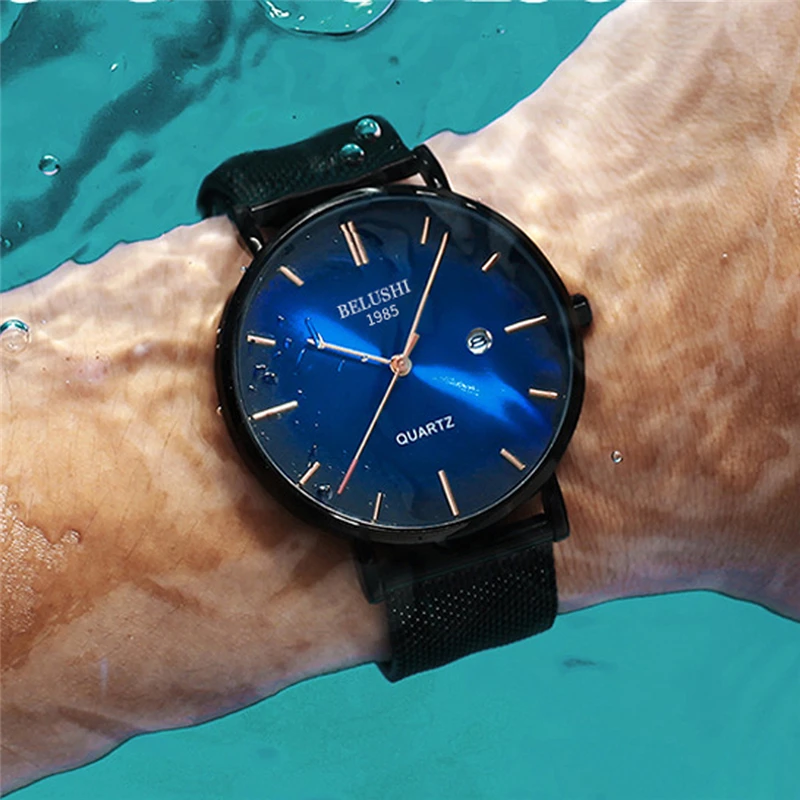 Часы наручные Noble Sea Blue Мужские кварцевые Простые Модные деловые классические