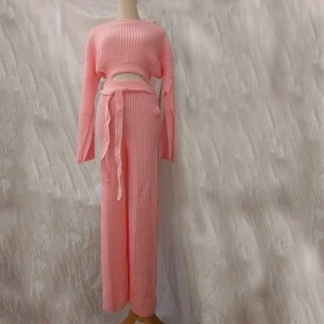 Соблазнительные однотонные костюмы из двух предметов женский короткий свитер с