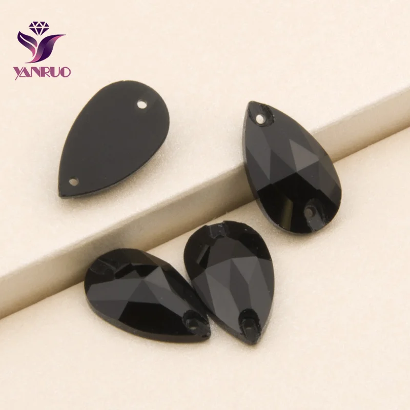YANRUO 3230 Drop Jet стеклянные черные сшитые стразы кристаллы для рукоделия