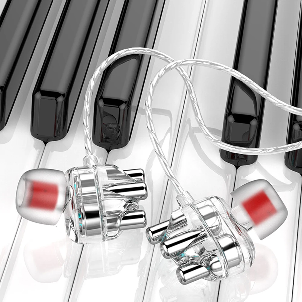 Четырехъядерные стерео проводные наушники вкладыши Спортивная гарнитура с