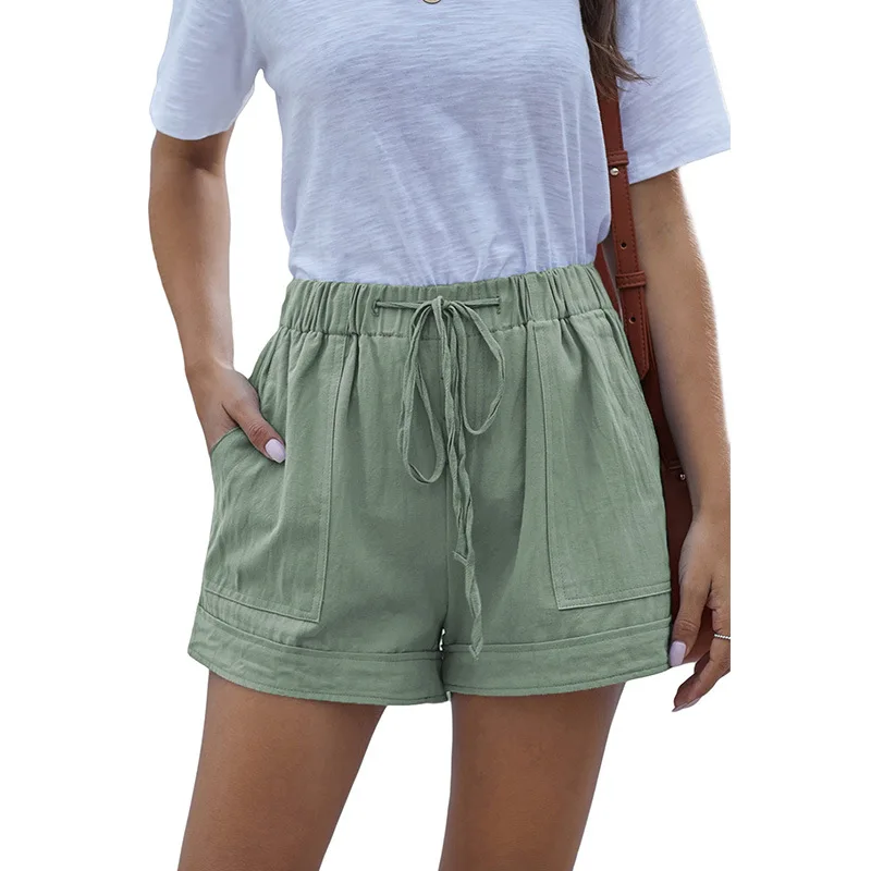 

Clever slacks when female 2021 summer stretch of brief paragraph fold a pocket a word with new high waist shorts
