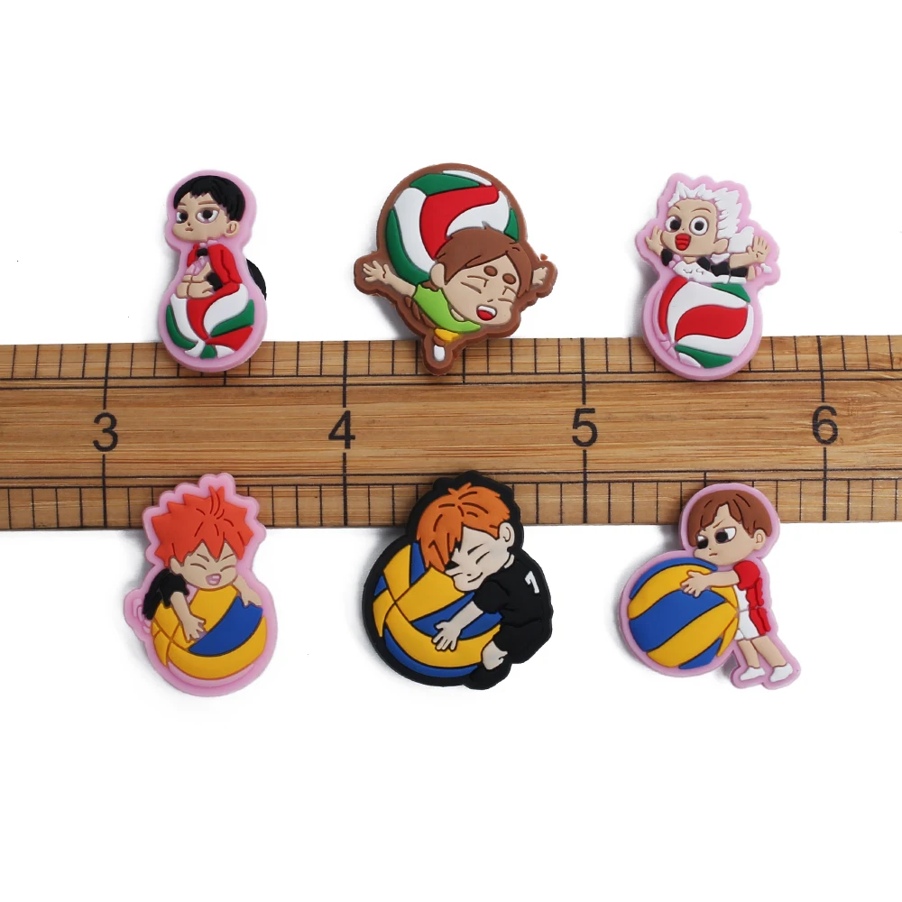 1pcs Japanese Manga Shoe Charms Hot Anime Volleyball children PVC Shoe Accessories Decoration Fit Croc Jibz Party Kids Gifts