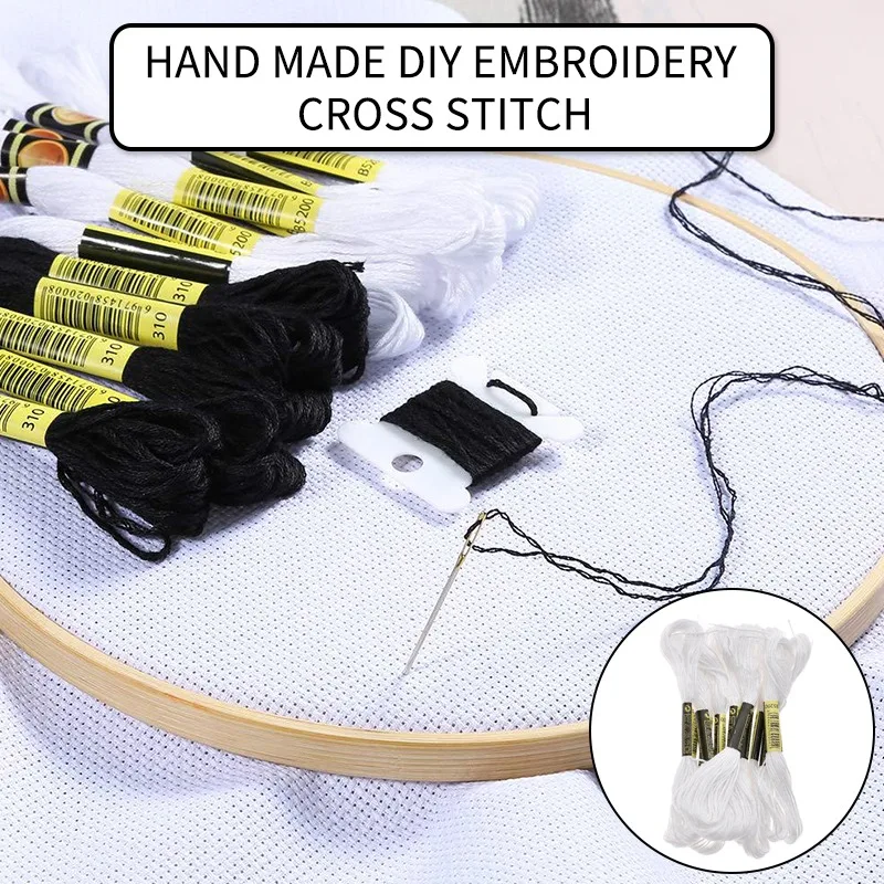 Нитки для вышивания нитки рукоделия крестиком хлопковые шитья цвет белый и