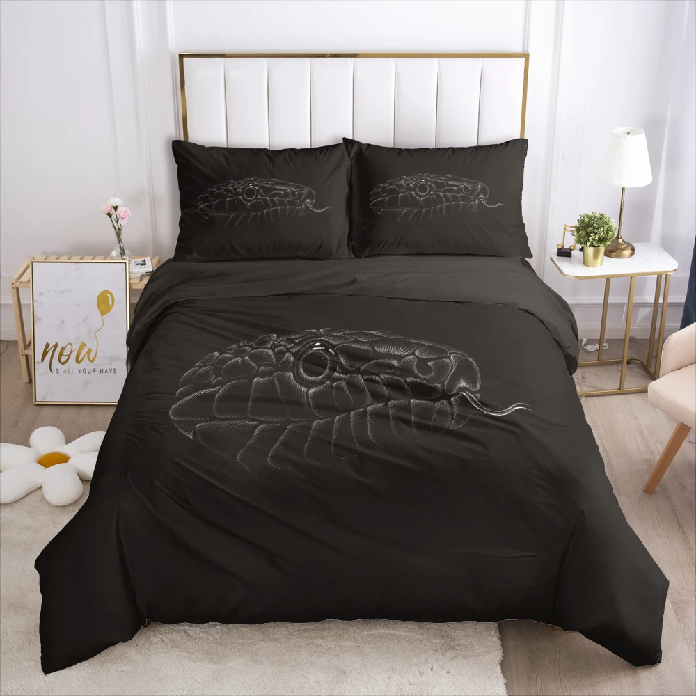 

3D Bedding Set Comforter Duvet Cover Pillowcases Luxury Bed Linens Bed Set Queen King Europe Russia Size Black Snake