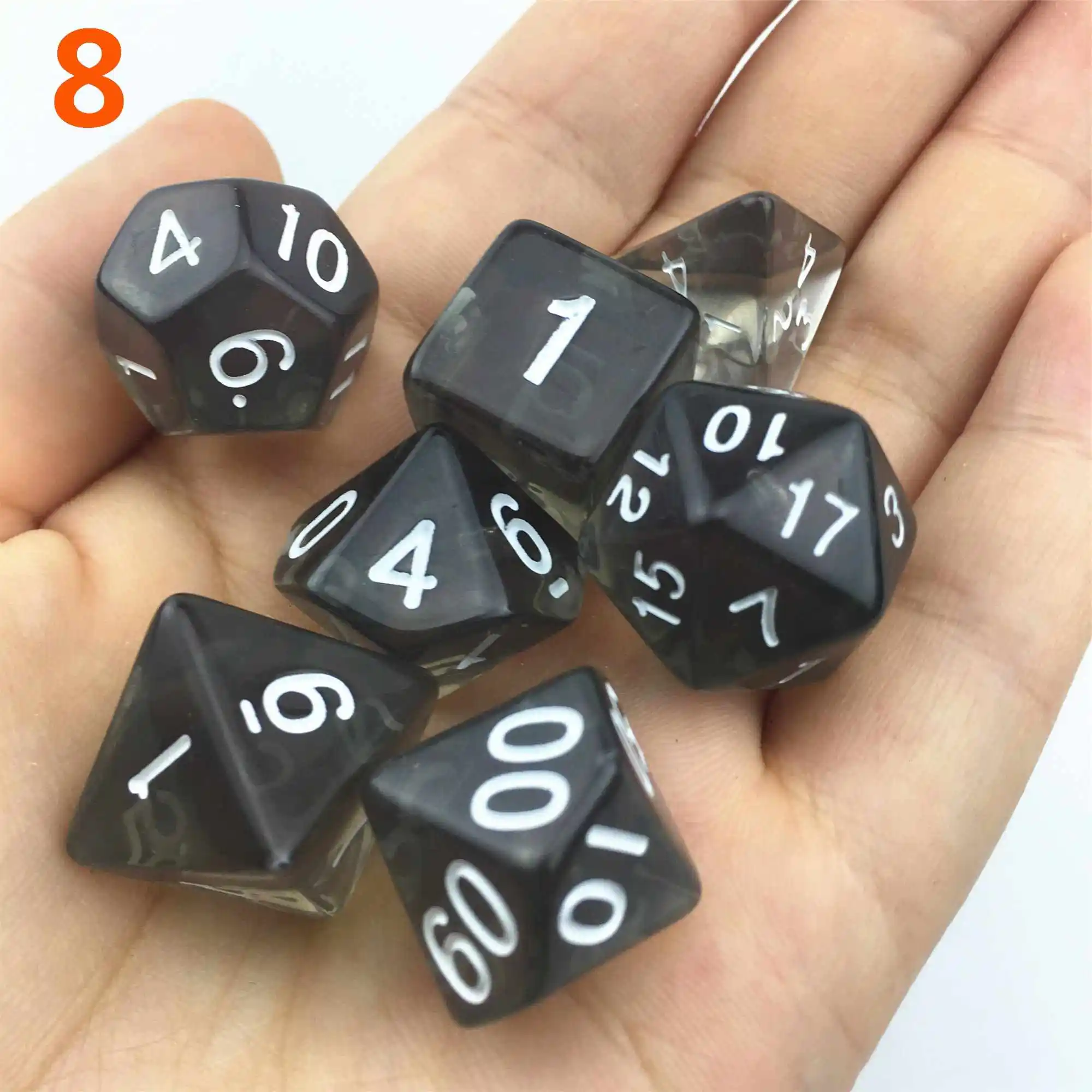 7 шт./лот, Набор кубиков D4, D6, D8, D10, D10%, D12, D20, разноцветные многогранные кубики для настольной игры, Набор кубиков TRPG - Цвет: 8