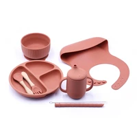 baby silicone feeding tableware set children bib suction cup bowl spoon kids food supplement bowls dinner plate training dishes