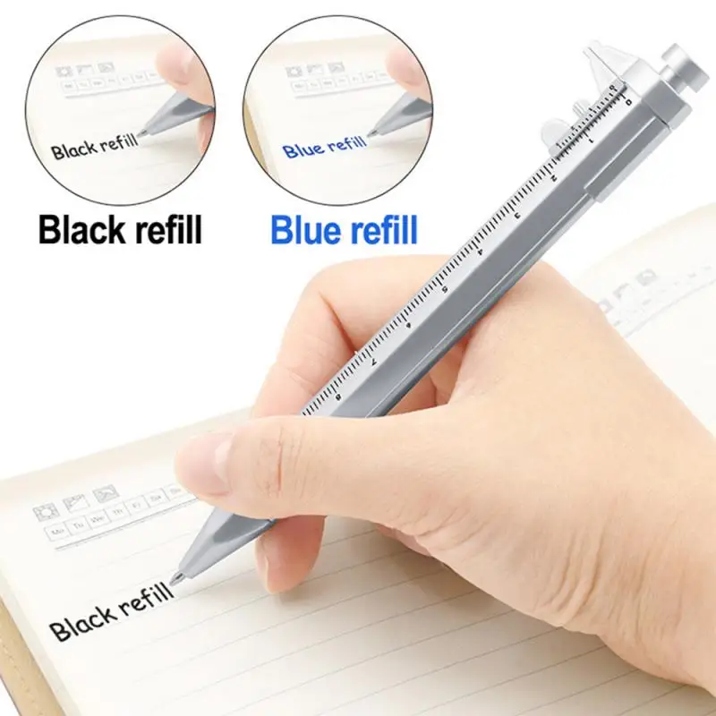 

Multifunction Caliper ABS Ballpoint Pen 0.5mm Silver Vernier Caliper Pen 0-100MM Creative Stationery Ruler Student Supplies 1pc