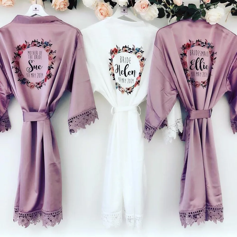 Румяна свадебные халаты с цветочным венком на заказ кружево девичья Вечеринка