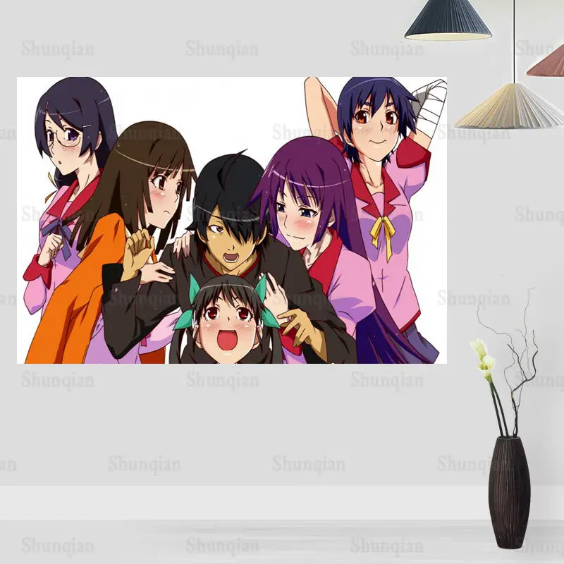 

Новое поступление, аниме постер Monogatari, холст, ткань, настенный постер, печать, живопись, природа, украшение, Современный домашний декор, Пост...